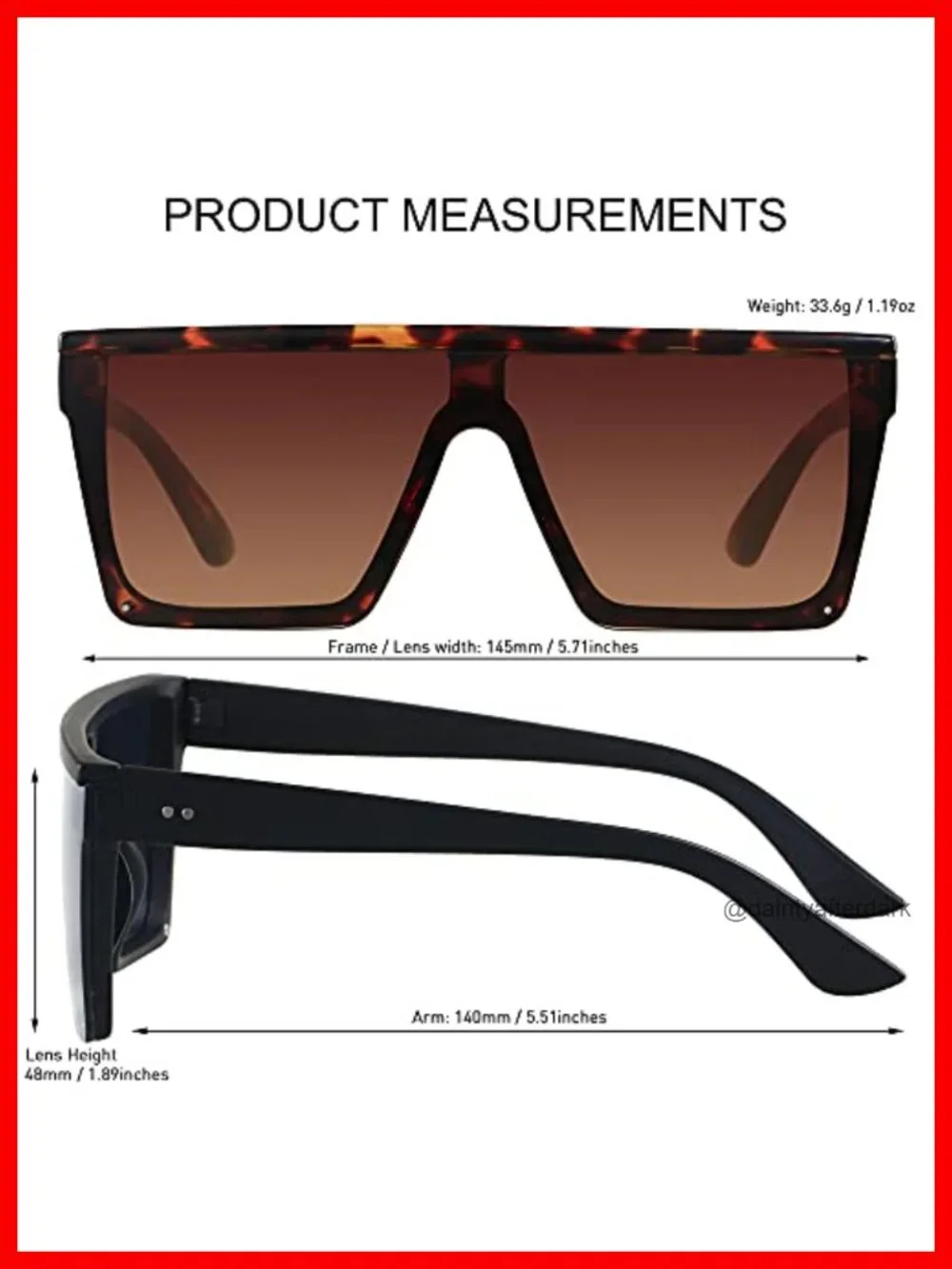 Oversized Square Flat Top Shield Sunglasses UV Protection Rimless